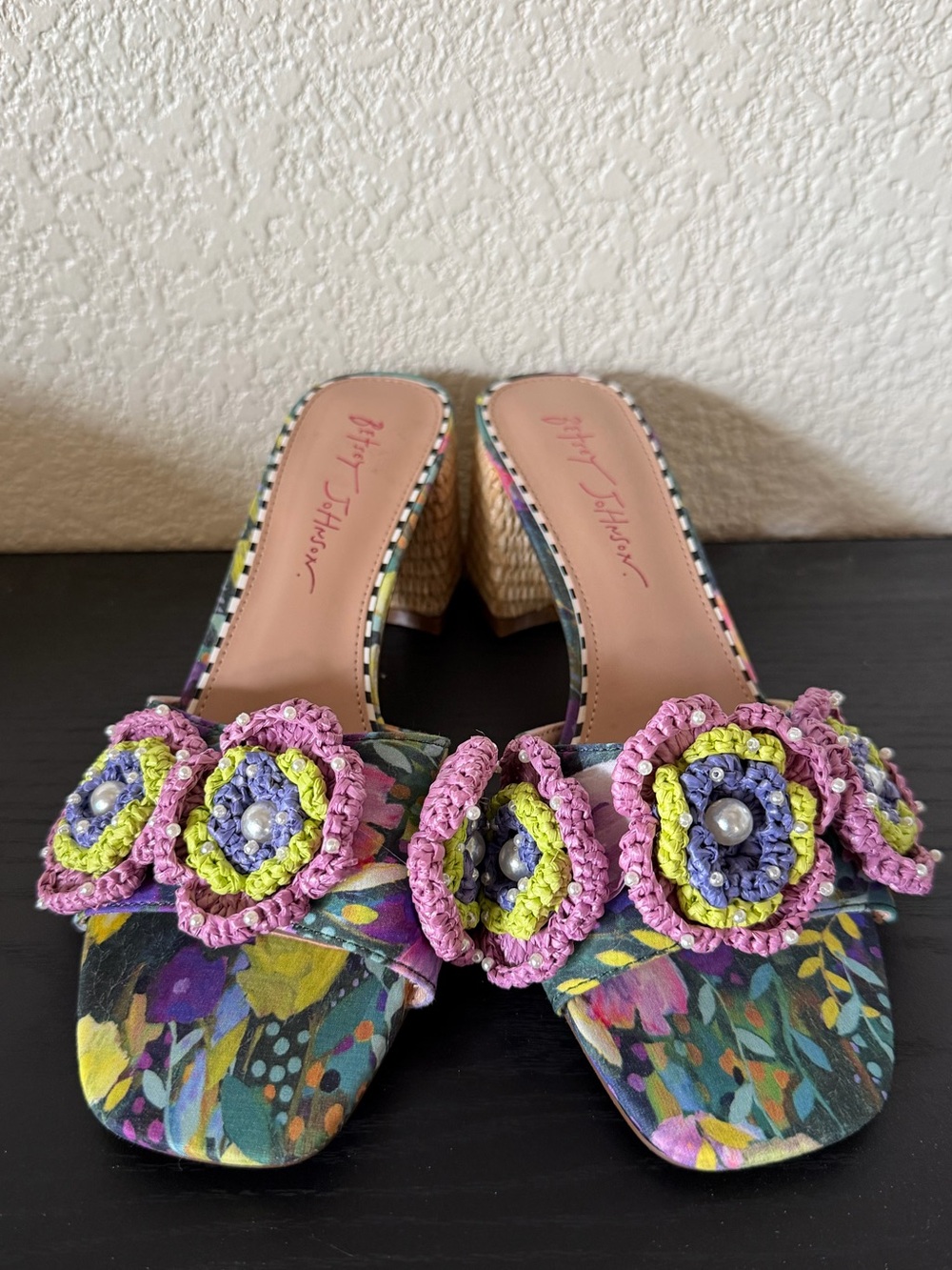 Betsey Johnson Deitrich Bright Multicolor Block Heel Mule Sandals - Picture 6 of 16
